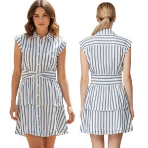 DEREK LAM "Crosby" Striped Twist Waist Shirt Dress - Size 18